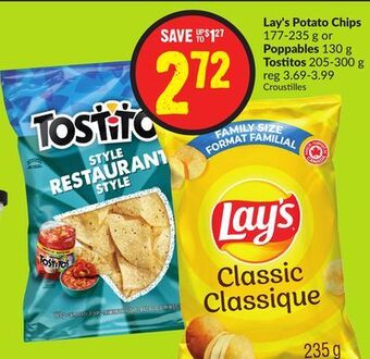 Chalo FreshCo Lay's potato chips 177-235 g or poppables 130 g tostitos 205-300 g offer