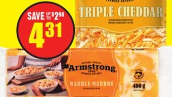 Chalo FreshCo Armstrong cheese bars 400 g armstrong shredded cheese 320 g offer