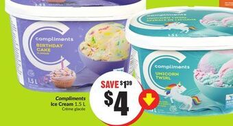 Chalo FreshCo Compliments ice cream 1.5 l offer