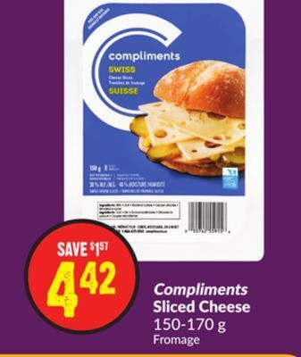Chalo FreshCo Compliments sliced cheese 150-170 g offer