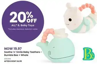 B. baby soothe 'n' smile baby teethers - bumble bee + whale