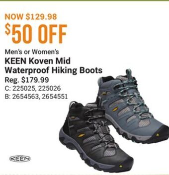 Bass Pro Men's or women's keen koven mid waterproof hiking boots offer