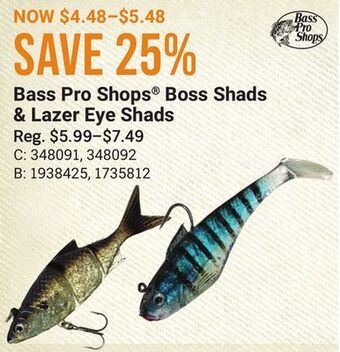 Bass Pro Bass pro shops® boss shads & lazer eye shads offer