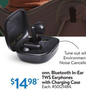 Walmart Onn. bluetooth in-ear tws earphones with charging case offer