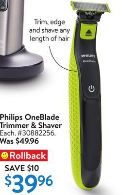 Walmart Philips oneblade trimmer & shaver offer