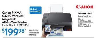 Walmart Canon pixma g3260 wireless megatank all-in-one printer offer