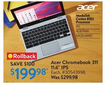 Walmart Acer chromebook 311 11.6 ips offer