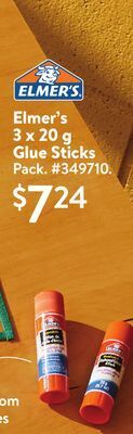 Walmart Elmer's 3 x 20 g glue sticks offer
