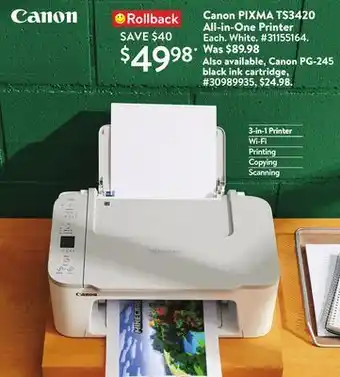 Walmart Canon pixma t534120. all-in-one printer offer