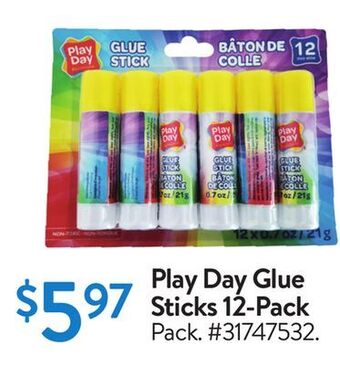 Walmart Play day glue sticks 12-pack offer