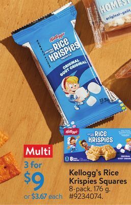 Walmart Kellogg's rice krispies squares offer
