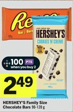 IGA HERSHEY'S Family Size Chocolate Bars 90-120 g offer