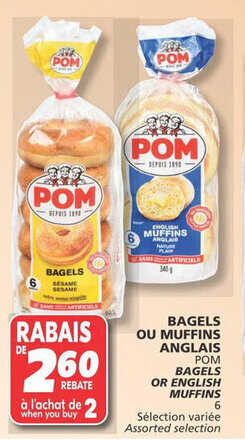 IGA POM BAGELS OR ENGLISH MUFFINS offer