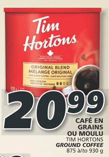 IGA TIM HORTONS GROUND COFFEE 875 to 930 g offer