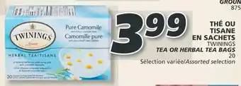 IGA TWININGS TEA OR HERBAL TEA BAGS 20 offer