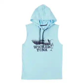 Giant Tiger Men's wicked tuna muscle top with hood, blue offer