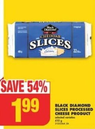 No Frills BLACK DIAMOND SLICES PROCESSED CHEESE offer