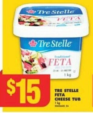 No Frills TRE STELLE FETA CHEESE TUB 1kg offer