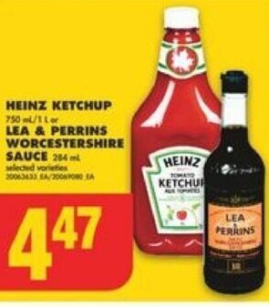 No Frills HEINZ KETCHUP or LEA & PERRINS WORCESTERSHIRE SAUCE offer