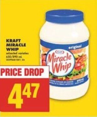 No Frills KRAFT MIRACLE WHIP offer