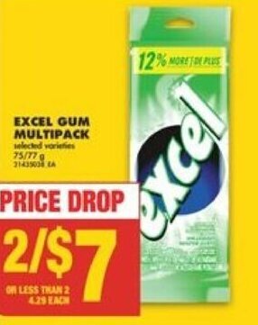 No Frills EXCEL GUM MULTIPACK offer