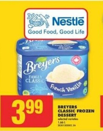 No Frills BREYERS CLASSIC FROZEN DESSERT offer