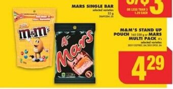 No Frills M&M'S STAND UP POUCH or MARS MULTI PACK offer