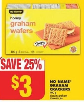 No Frills NO NAME GRAHAM CRACKERS 400 g offer