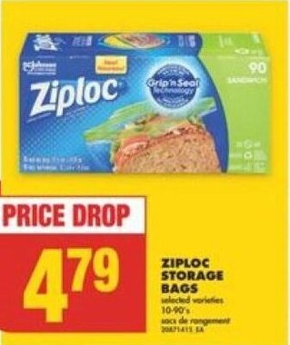 No Frills ZIPLOC STORAGE BAGS offer