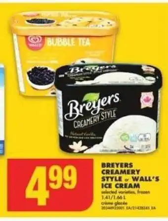 No Frills BREYERS CREAMERY STYLE or WALL'S ICE CREAM offer