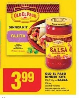 No Frills OLD EL PASO DINNER KITS or SALSA offer