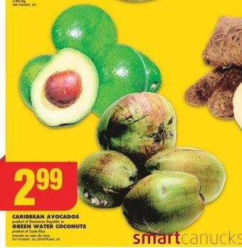 No Frills CARIBBEAN AVOCADOS or GREEN WATER COCONUTS offer