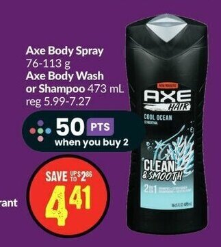 FreshCo Axe Body Spray, Axe Body Wash or Shampoo offer