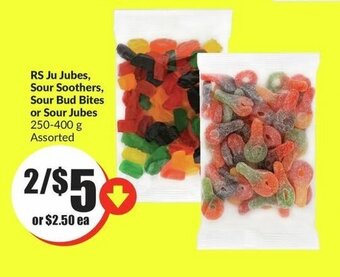 FreshCo RS Ju Jubes, Sour Soothers, Sour Bud Bites or Sour Jubes 250-400 g offer
