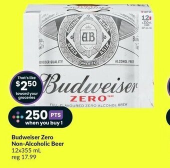 FreshCo Budweiser Zero Non-Alcoholic Beer 12x355 mL offer
