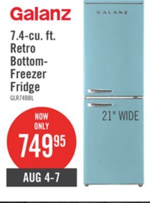 The Brick Galanz 7.4 cu. ft. retro bottom-freezer refrigerator - glr74bber12 offer