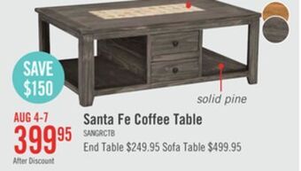The Brick Santa fe rusticos solid pine coffee table with marble inset grey offer