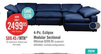 The Brick Eclipse 4-piece linen-look fabric modular sectional - navy offer