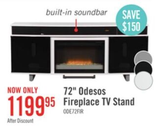 The Brick Odesos 72 tv stand with glass ember firebox and soundbar white offer