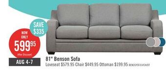 The Brick Benson linen-look fabric sofa - grey offer