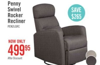 The Brick Penny linen-look fabric swivel rocker recliner - grey offer