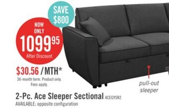 The Brick Ace 2-piece linen-look fabric right-facing sleeper sectional - midnight offer