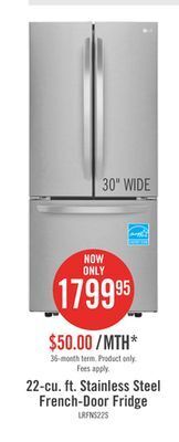 The Brick Lg 21.8 cu. ft. 3-door french door refrigerator - lrfns2200s offer