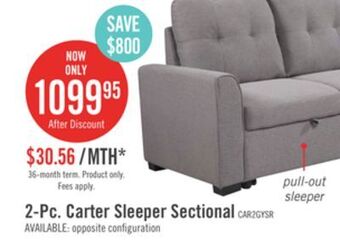 The Brick Carter 2-piece linen-look fabric right-facing sleeper sectional - solis grey offer