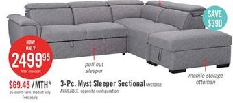 The Brick Myst 3-piece right-facing linen-look fabric sleeper sectional - ash offer