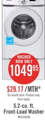 The Brick Samsung 5.2 cu. ft. front-load washer - wf45t6000aw/us offer