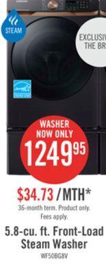 The Brick Samsung 5.8 cu. ft. smart front-load washer with super speed - wf50bg8300avus offer