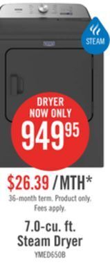 The Brick Maytag 7 cu. ft. pet pro electric dryer - ymed6500mbk offer