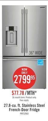 The Brick Frigidaire professional 27.8 cu. ft. french-door refrigerator - prfs2883af offer
