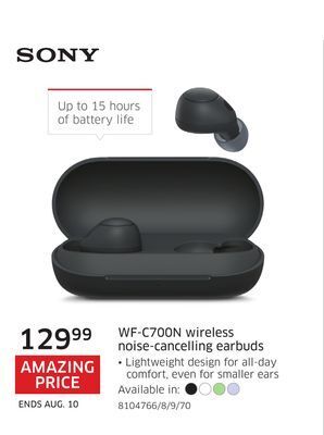 The Source Sony wf-c700n wireless noise-cancelling earbuds offer
